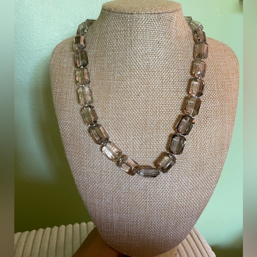 Elegant Silver White Crystal Necklace